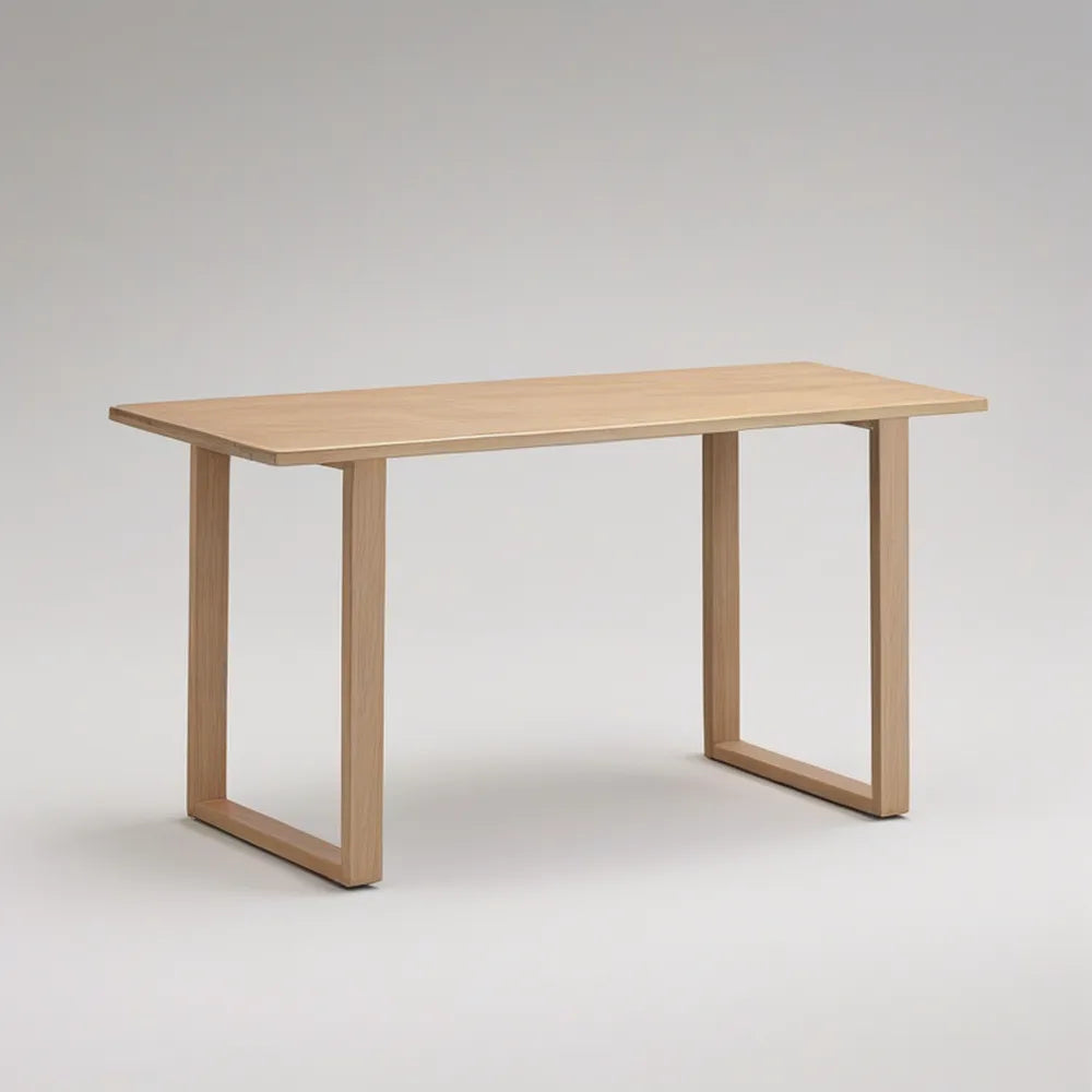 Rectangular Dining Table, 55.1 x 31.5 x 29.5 in, Natural Oak Veneer MDF Top with Rubberwood U-Shaped Frame