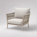 Beige Outdoor Lounge Armchair with Curved Aluminum Frame and Olefin Rope, 29.5 x 30.7 x 30.7 in