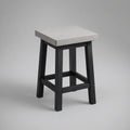 Square Rubberwood Counter Stool, Light Gray Seat with Black Frame, 14 x 14 x 24 in