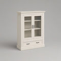 White Engineered Wood Kitchen Sideboard Cabinet with 2 Glass Doors, 1 Drawer and 4 Shelves, 31.5 x 15.7 x 55.1 in