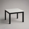 31.5 x 31.5 x 29.5 in Square Dining Table with White Sintered Stone Top and Black Steel Frame