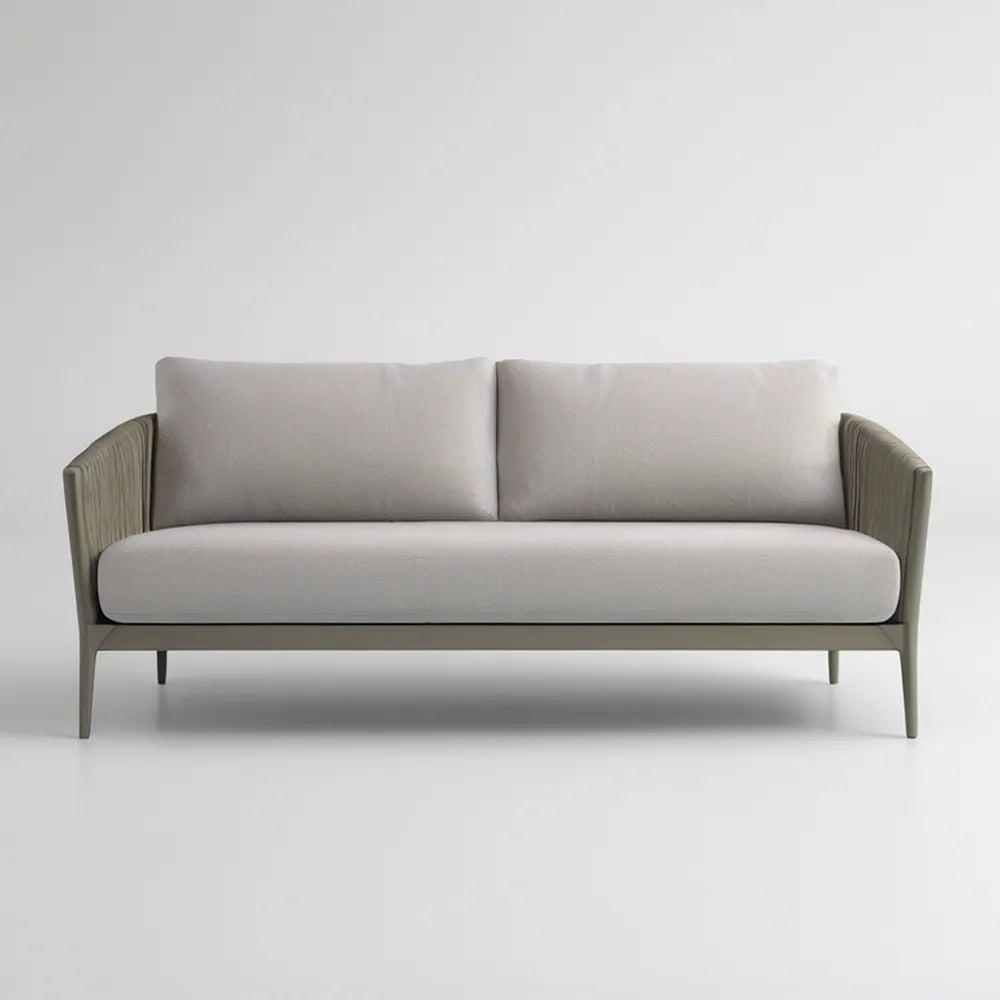 2-Seat Outdoor Sofa, 70.9 x 30.7 x 30.7 in, Light Gray Cushions with Taupe Aluminum Frame