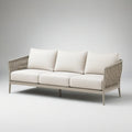 3-Seat Outdoor Sofa, 86.6 x 33.1 x 30.7 in, Powder-Coated Aluminum and Polypropylene Rope, Cream/Beige