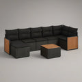 6-Piece Outdoor Sectional Sofa Set with Coffee Table, 126 x 63 x 31 in, Black/Brown