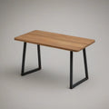 47.2 x 23.6 x 29.5 in Rectangular Dining Table with Solid Rubberwood Top and Steel U-Shaped Legs, Natural Brown/Black